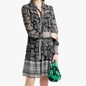 Veronica Beard Black and Gray V-Neck Dress